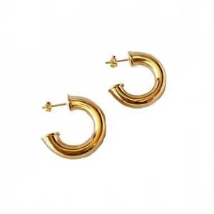 NEW GOLDFI women's chubby c-hoop earrings in gold